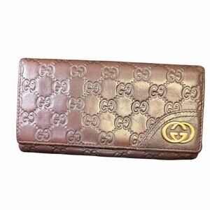 Gucci Chocolate Brown Long Continental Wallet with Gold Hardware
